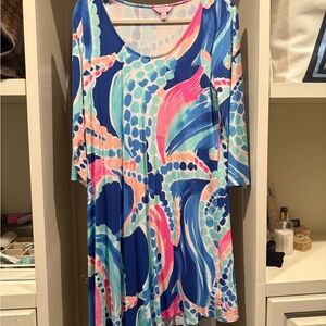 Lilly Pulitzer Blue and Pink 3/4 Sleeve Sundress